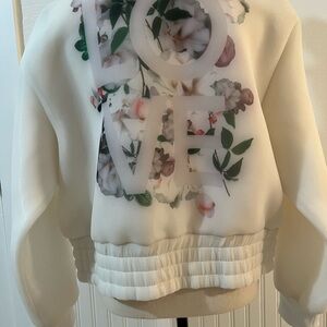 EUC Victoria Secret Sport Cream Floral Bomber Sz M